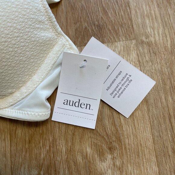 AUDEN LACE BRA FRONT CLASP RACERBACK DEMI COVERAGE OFF WHITE WOMEN'S NWT - Picture 4 of 6